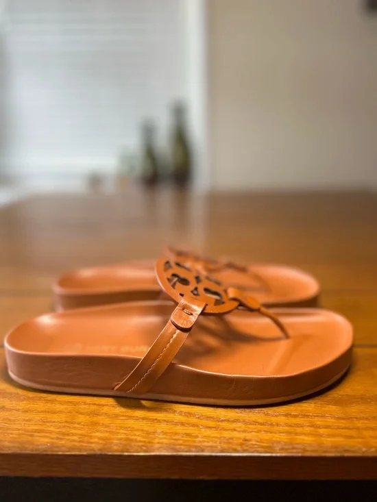 Tory Burch Miller Cloud Sandals, color Aged Camello, Napa Leather, Size 8.5 - Picture 4 of 9